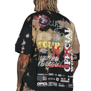 BoohooMAN Oversized Worldwide Drip Face Tie Dye T-Shirt Sz L Streetwear Graphic